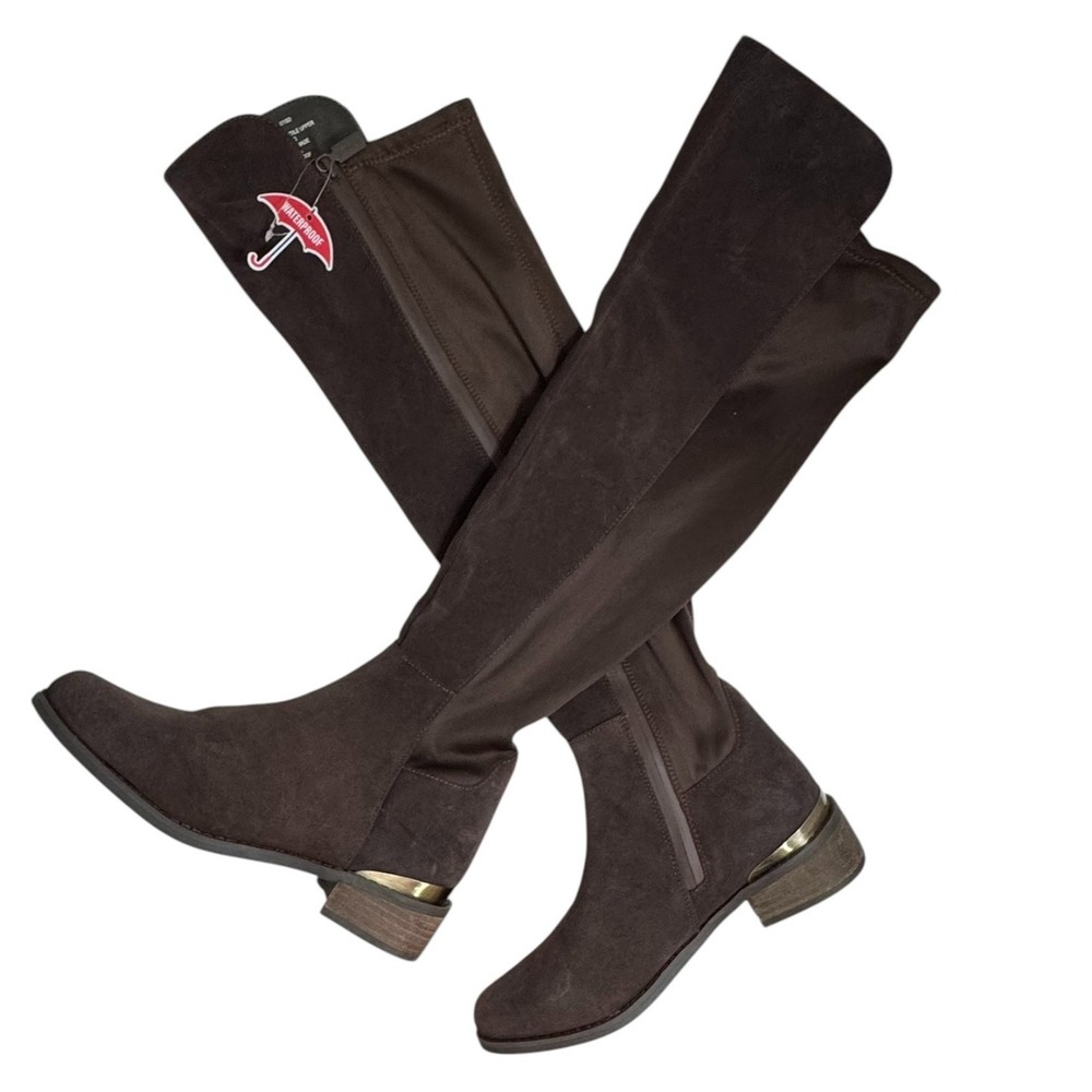 NEW Blondo Women's‎ Valina Leather Waterproof Over-The-Knee Boots Size 7M Brown